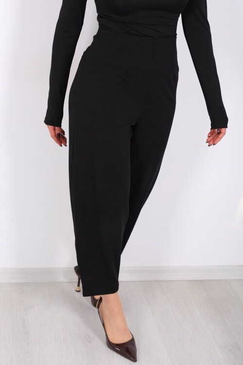 Beli Pensli Balon Siyah Kadın Krep Pantolon - Berox (1)