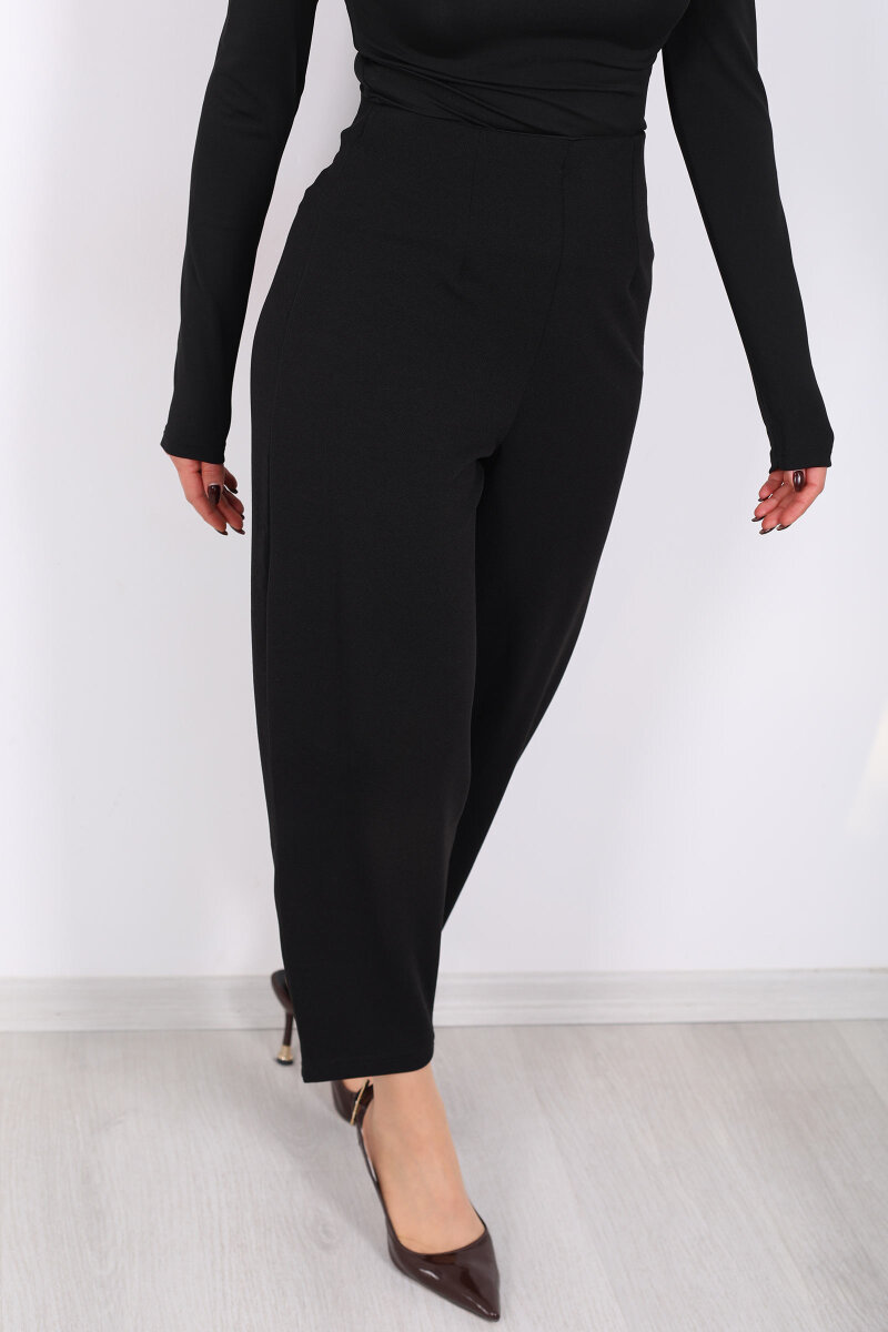 Beli Pensli Balon Siyah Kadın Krep Pantolon - 2