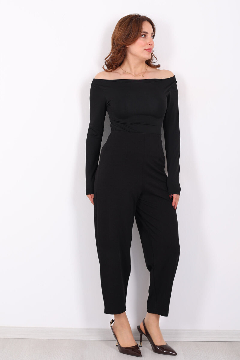 Beli Pensli Balon Siyah Kadın Krep Pantolon - 6