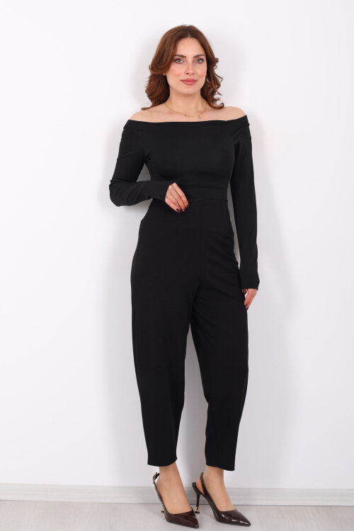 Beli Pensli Balon Siyah Kadın Krep Pantolon - 3