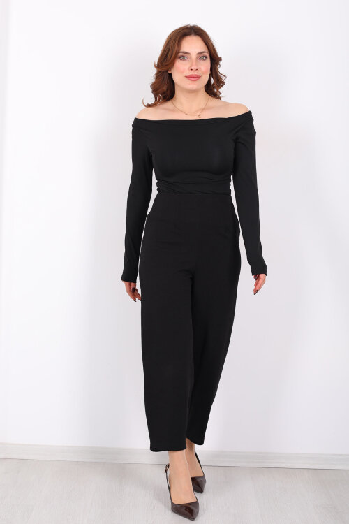 Beli Pensli Balon Siyah Kadın Krep Pantolon - 4