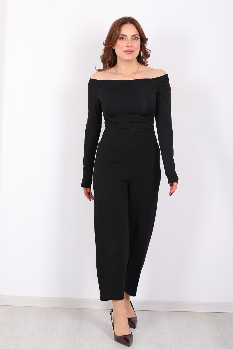 Beli Pensli Balon Siyah Kadın Krep Pantolon - 4