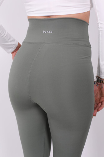 Berox Baskılı Ultra Yüksek Bel Belize Haki Kadın Tayt - 3