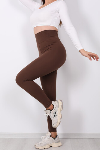 Berox Baskılı Ultra Yüksek Bel Belize Kahverengi Kadın Tayt - Berox (1)