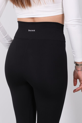 Berox Baskılı Ultra Yüksek Bel Belize Siyah Kadın Tayt - 3