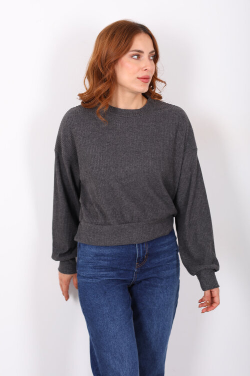 Bisiklet Yaka Antrasit Kadın Triko Kazak - 3