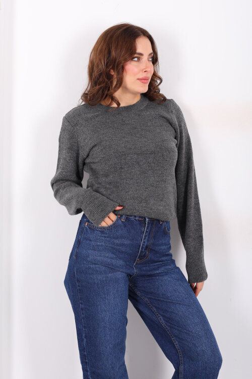 Bisiklet Yaka Antrasit Kadın Triko Kazak - Berox