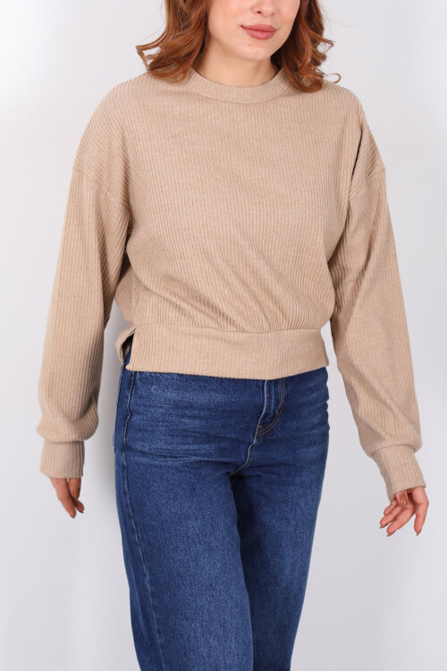 Bisiklet Yaka Bej Kadın Triko Kazak - Berox (1)