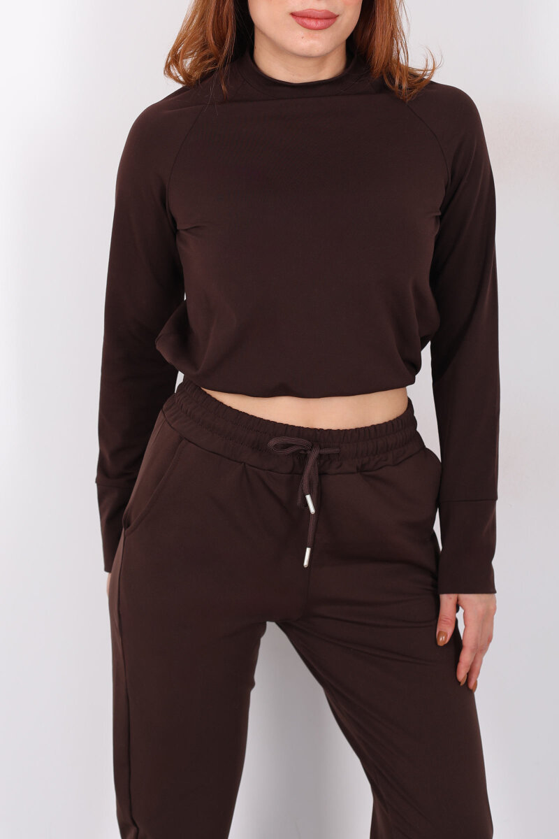 Bisiklet Yaka Belden Kordonlu Kadın Acı Kahve Belize Bluz - 2