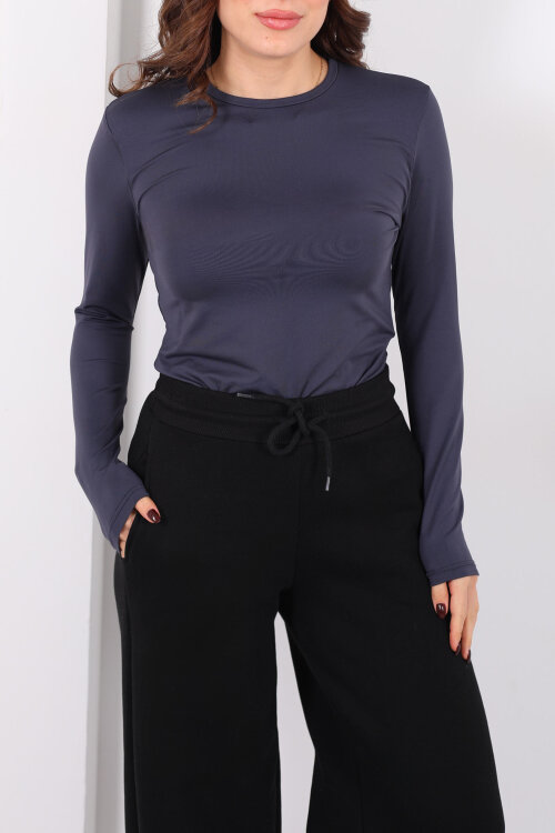 Bisiklet Yaka Belize Antrasit Kadın Body - Berox (1)