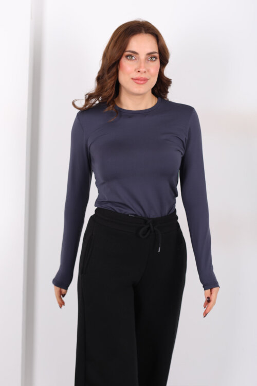 Bisiklet Yaka Belize Antrasit Kadın Body - 3