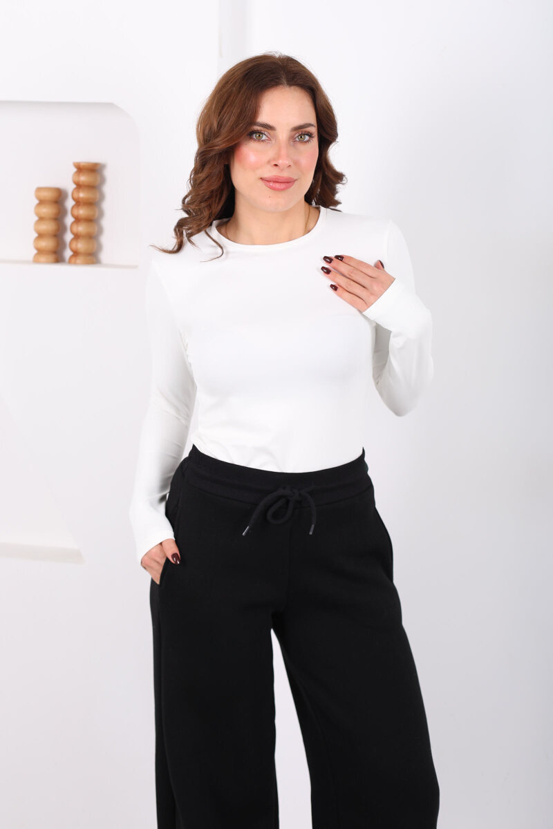 Bisiklet Yaka Belize Ekru Kadın Body - 3