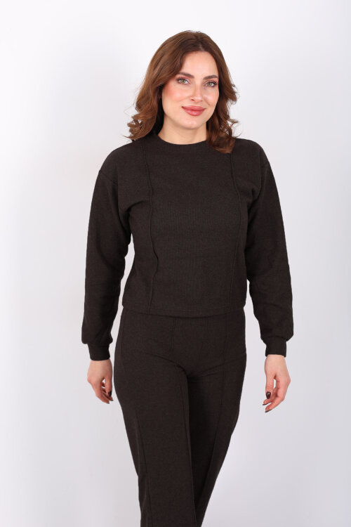 Bisiklet Yaka Çimalı Acı Kahve Kadın Selanik Takım - 4