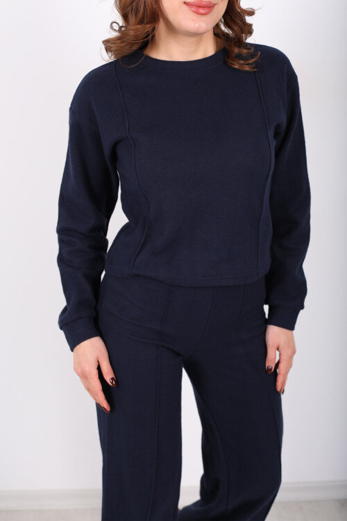 Bisiklet Yaka Çimalı Lacivert Kadın Selanik Takım - Berox (1)