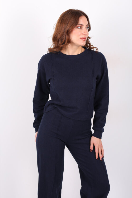 Bisiklet Yaka Çimalı Lacivert Kadın Selanik Takım - 6