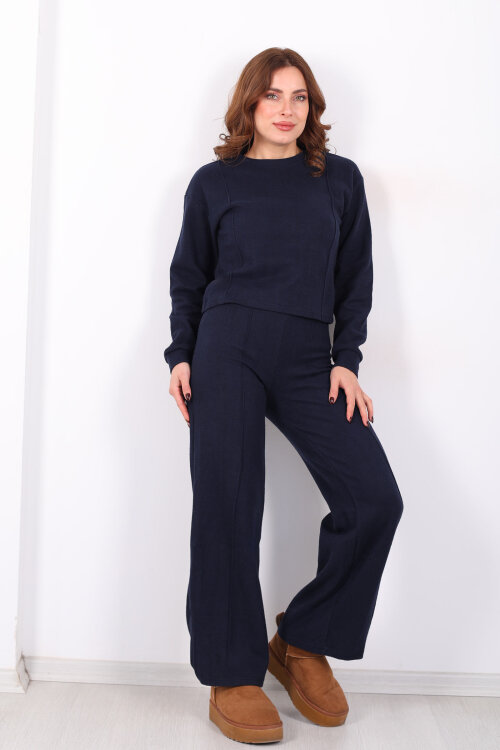 Bisiklet Yaka Çimalı Lacivert Kadın Selanik Takım - 7