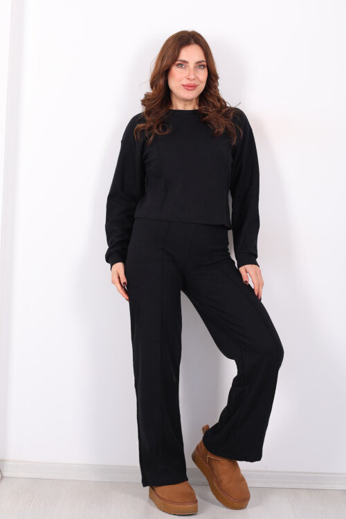 Bisiklet Yaka Çimalı Siyah Kadın Selanik Takım - 6