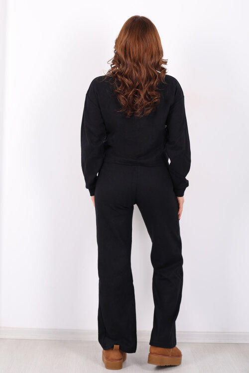 Bisiklet Yaka Çimalı Siyah Kadın Selanik Takım - 5