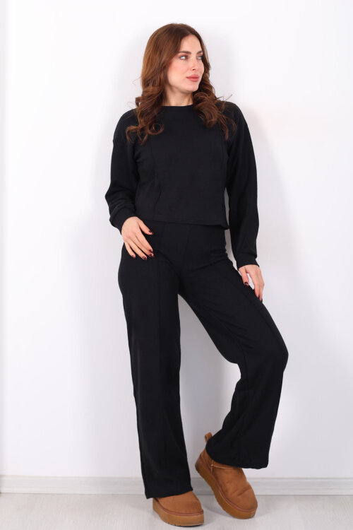 Bisiklet Yaka Çimalı Siyah Kadın Selanik Takım - 3