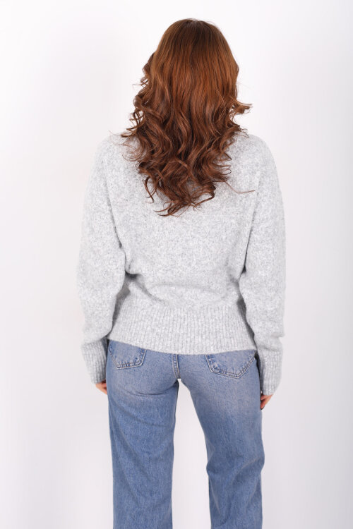 Bisiklet Yaka Kalp Detaylı Gri Kadın Triko Kazak - 5