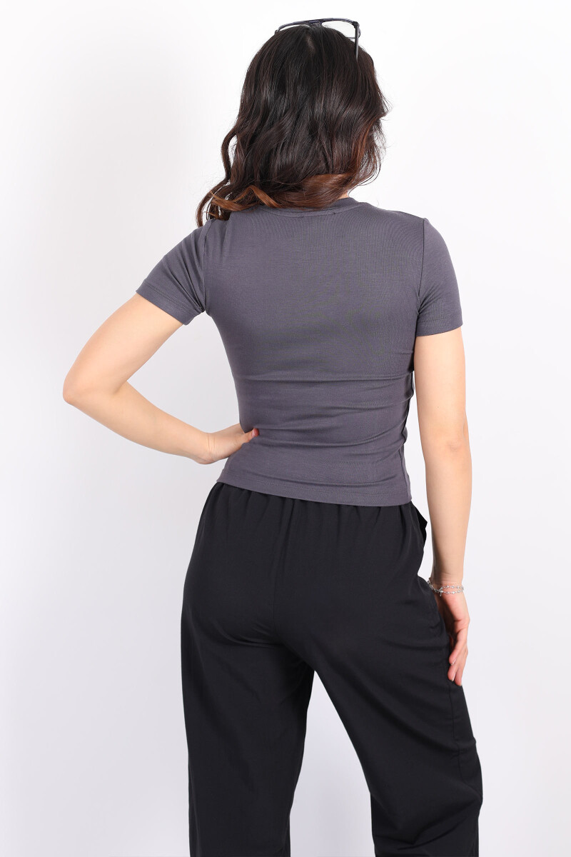 Bisiklet Yaka Kısa Kol Antrasit Kadın Modal Body - 2