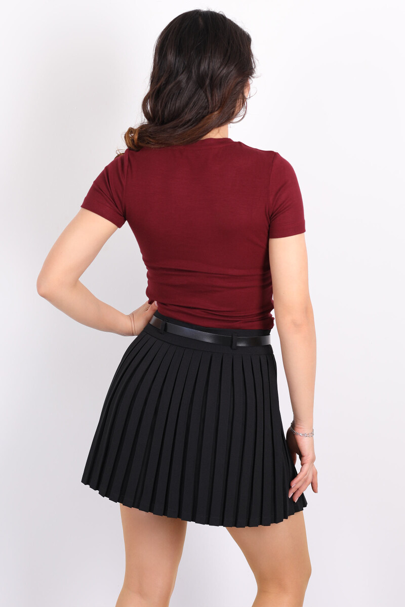 Bisiklet Yaka Kısa Kol Bordo Kadın Modal Body - 2