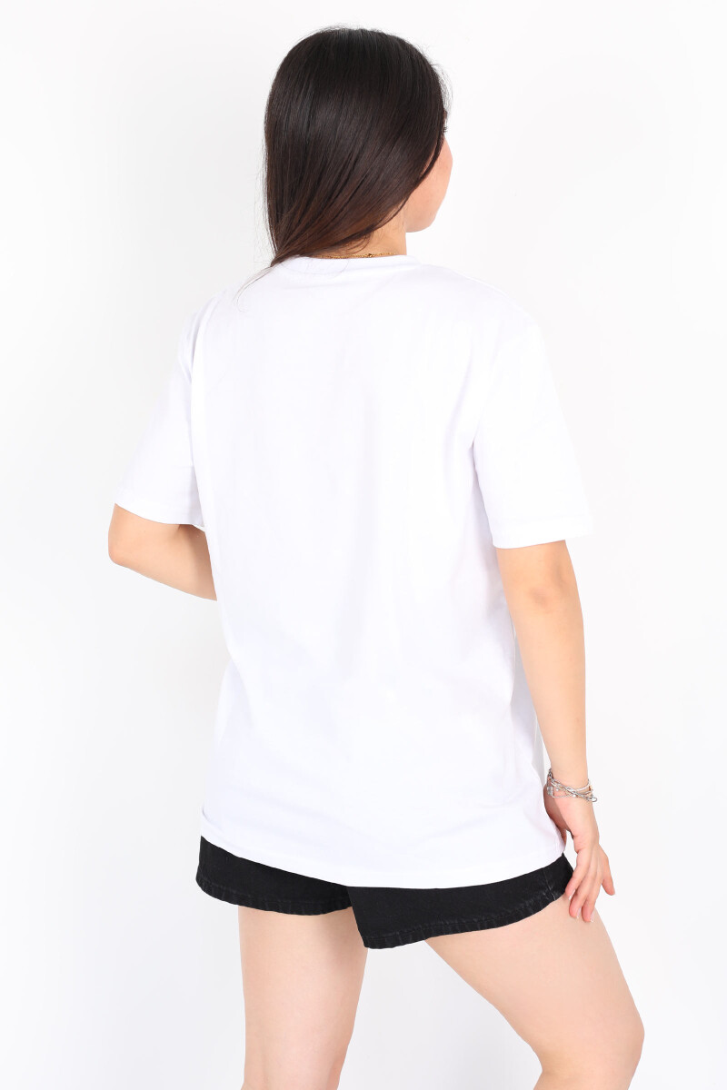 Bisiklet Yaka Oversize Beyaz Unisex T-Shirt - 2