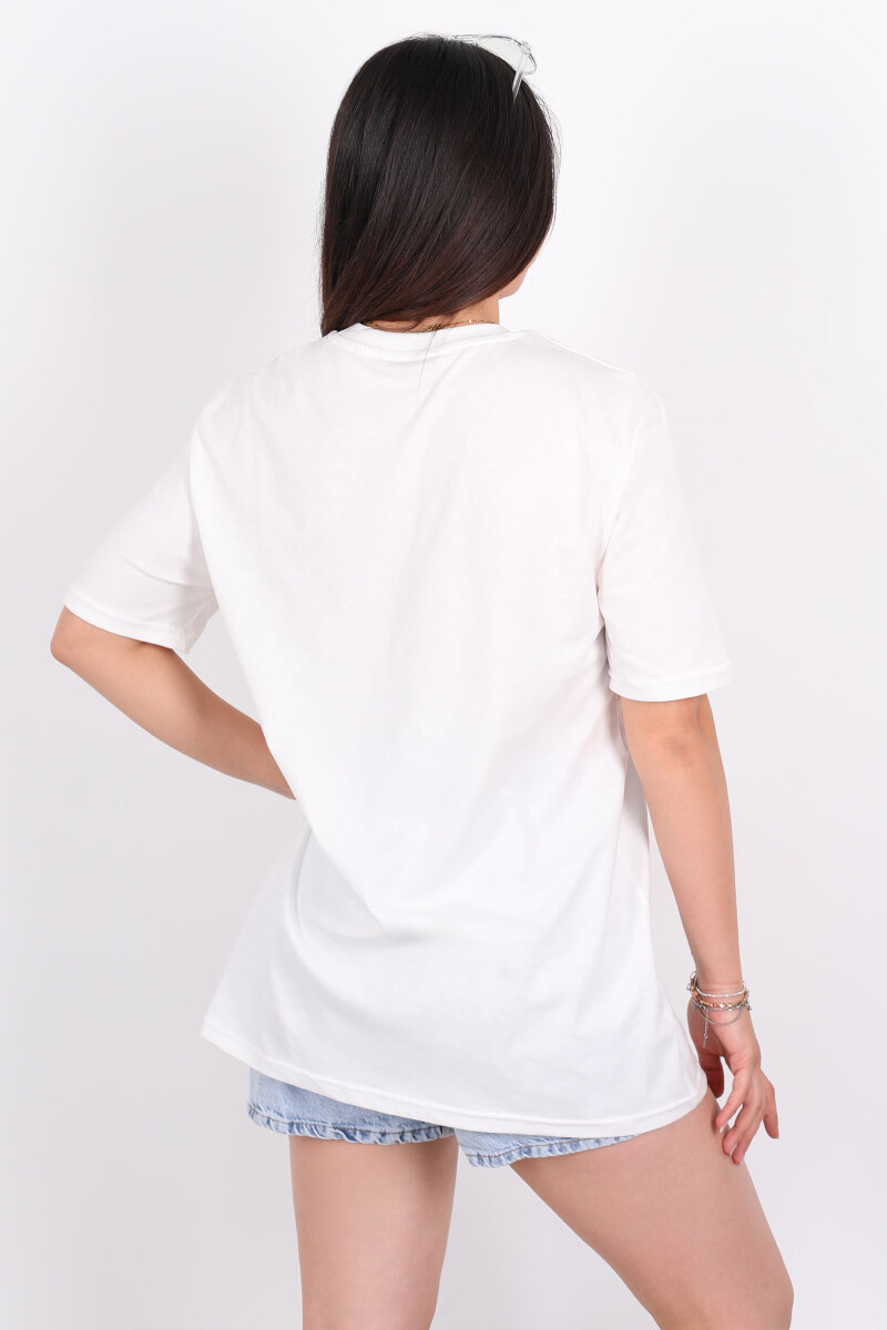 Bisiklet Yaka Oversize Ekru Unisex T-Shirt - 5