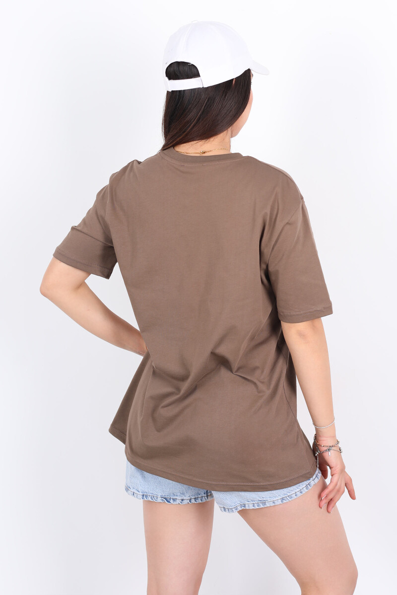 Bisiklet Yaka Oversize Kahverengi Unisex T-Shirt - 5