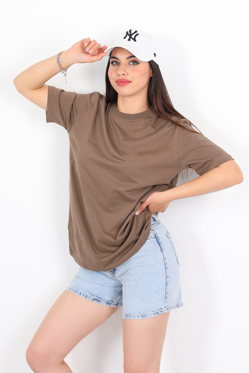 Bisiklet Yaka Oversize Kahverengi Unisex T-Shirt - 6