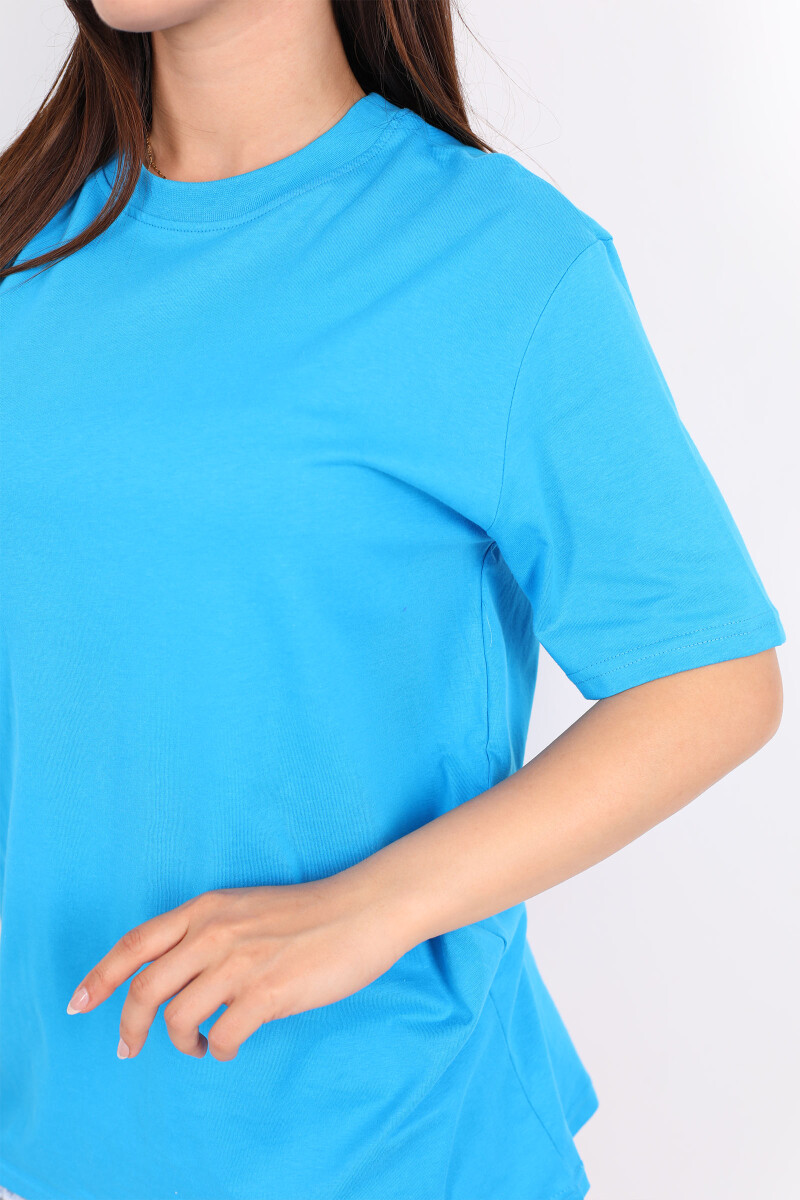 Bisiklet Yaka Oversize Açık Mavi Unisex T-Shirt - 2