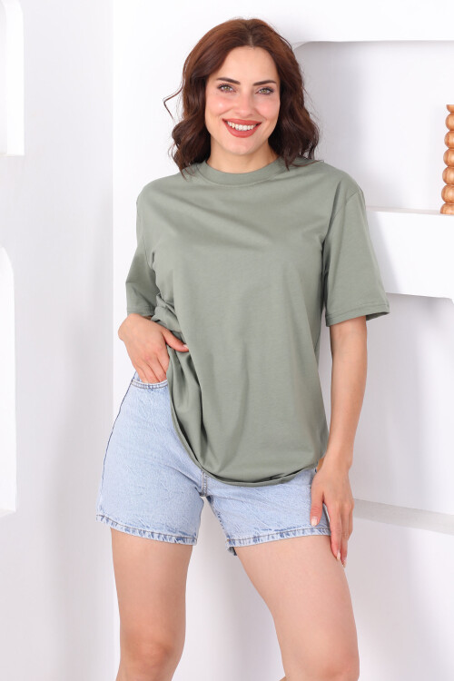Bisiklet Yaka Oversize Mint Yeşili Unisex T-Shirt 