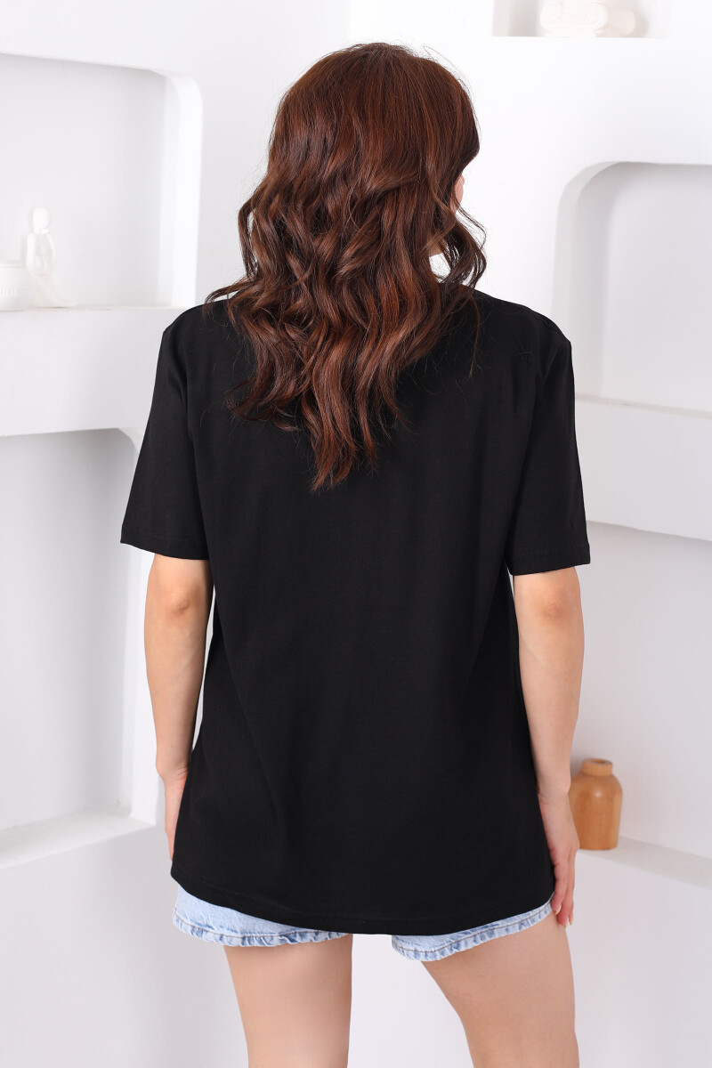 Bisiklet Yaka Oversize Siyah Unisex T-Shirt - 4