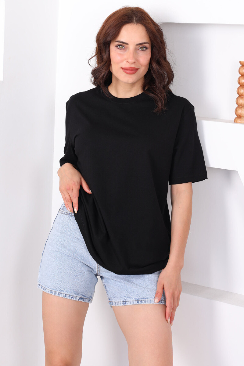 Bisiklet Yaka Oversize Siyah Unisex T-Shirt - 5