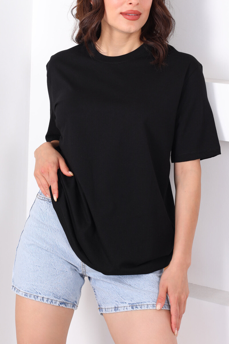 Bisiklet Yaka Oversize Siyah Unisex T-Shirt - 2