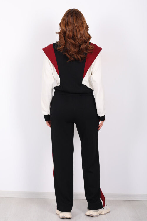 Bisiklet Yaka Renkli Siyah Kadın Modal Takım - 6