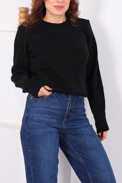 Bisiklet Yaka Siyah Kadın Triko Kazak - Berox (1)