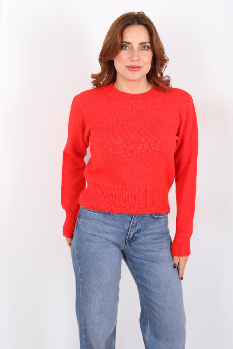 Bisiklet Yaka Turuncu Kadın Triko Kazak - 5