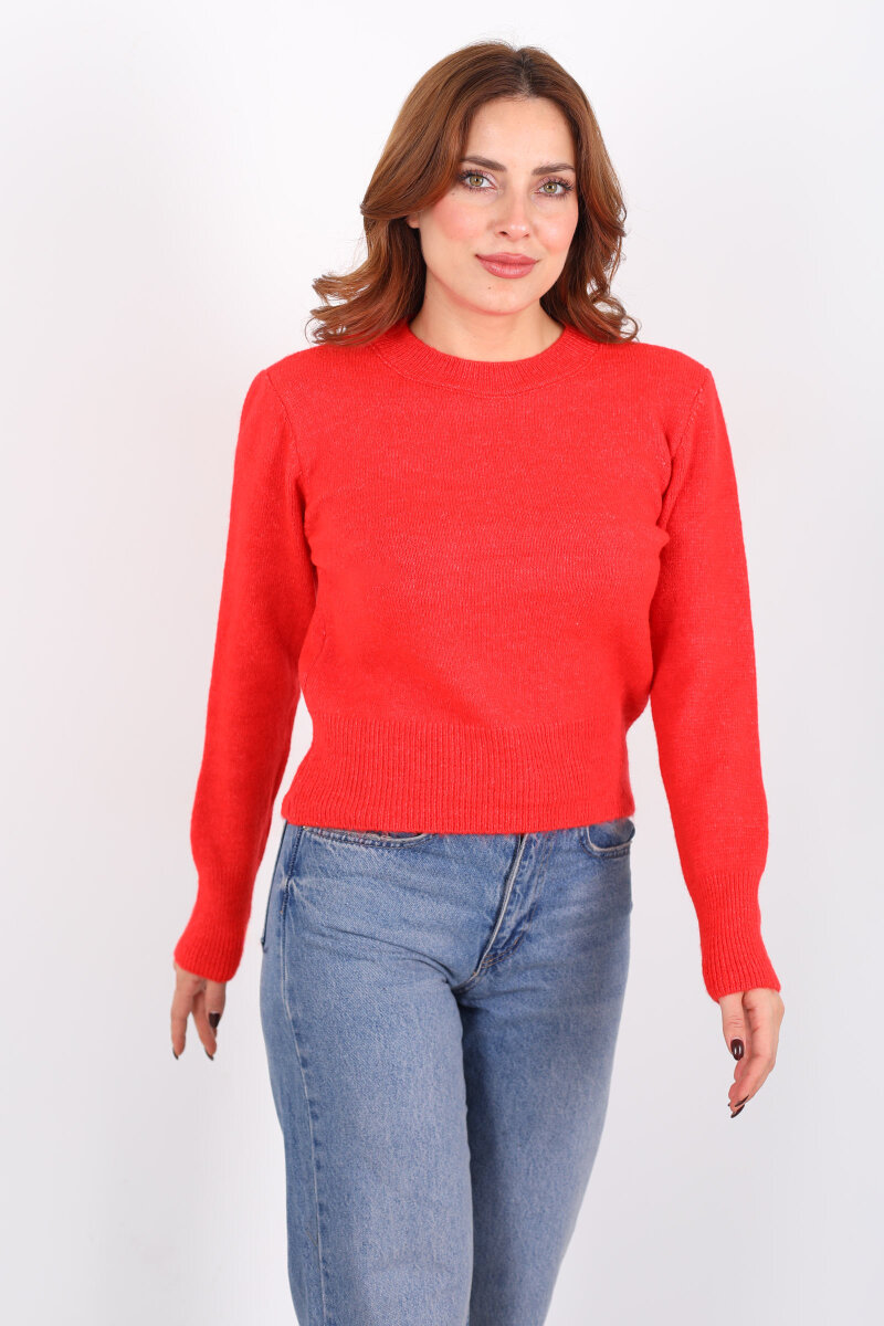 Bisiklet Yaka Turuncu Kadın Triko Kazak - 3