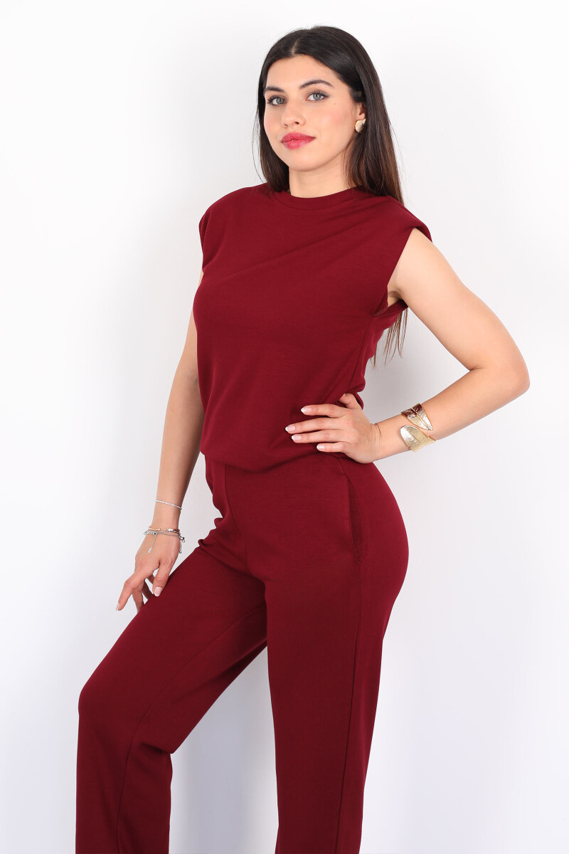 Bisiklet Yaka Vatkalı Bordo Kadın Modal Takım - 6