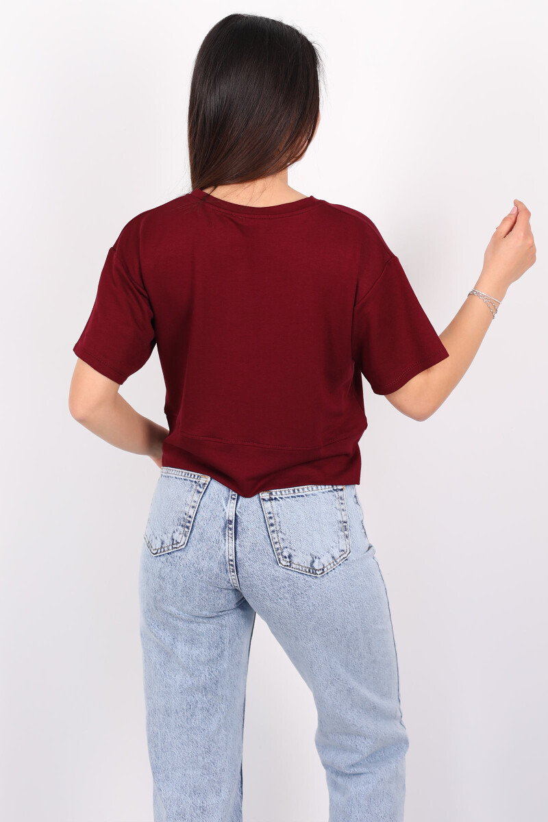 Bisiklet Yaka Yanı Yırtmaçlı Oversize Bordo Kadın Kazak - 4