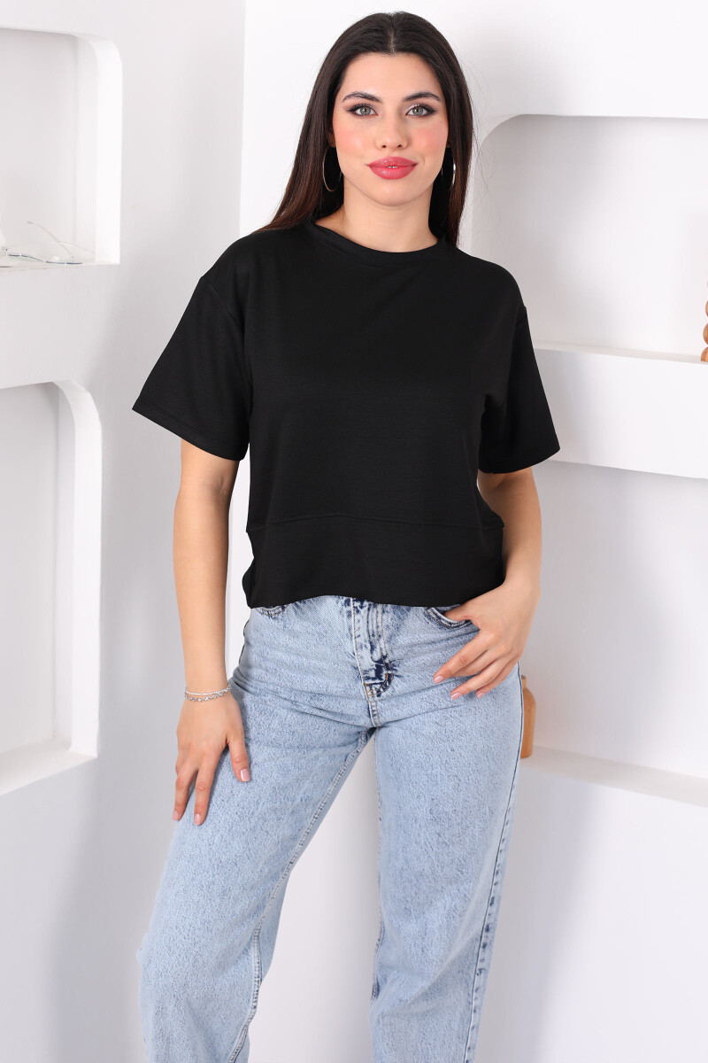 Bisiklet Yaka Yanı Yırtmaçlı Oversize Siyah Kadın Kazak - 1