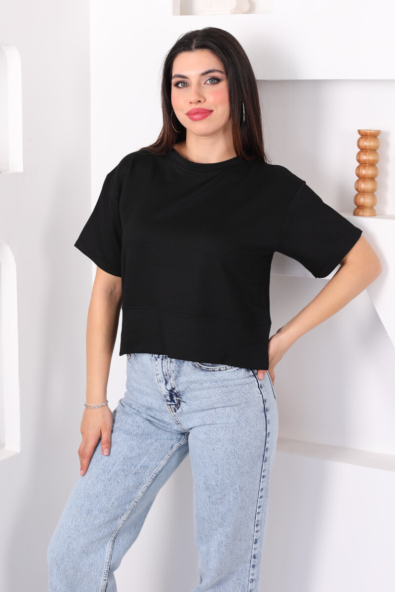 Bisiklet Yaka Yanı Yırtmaçlı Oversize Siyah Kadın Kazak - 3