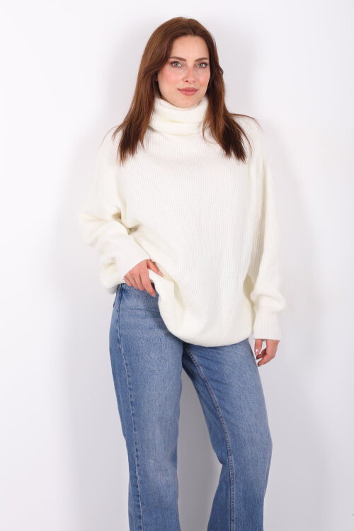 Boğazlı Kadın Beyaz Triko Kazak 