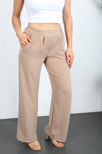 Bol Paça Ayrobin Bej Kadın Pantolon - 4