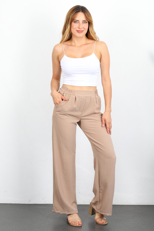 Bol Paça Ayrobin Bej Kadın Pantolon - 3
