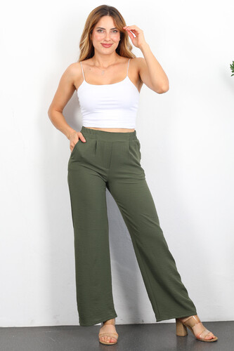 Bol Paça Ayrobin Haki Kadın Pantolon - Berox (1)