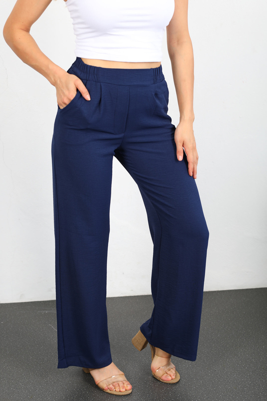 Bol Paça Ayrobin Lacivert Kadın Pantolon - 4