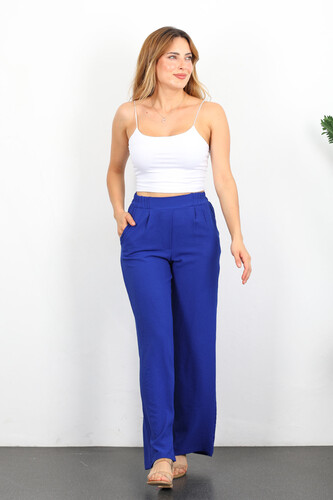 Bol Paça Ayrobin Saks Mavisi Kadın Pantolon - 3