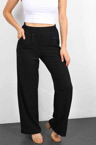 Bol Paça Ayrobin Siyah Kadın Pantolon - 4